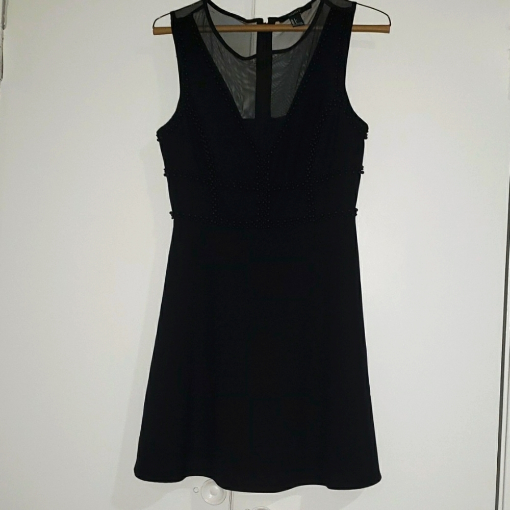 Forever 21 Black Beaded Mesh V LBD